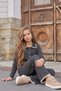 Girl's Knitwear Set Gray Cardigan and Trousers - 6