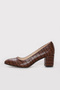 Tan Crocodile Women's Low Heel Shoes 961ZA551 - 3