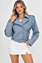 Denim Look Short Belted Jacket