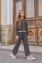 Girl's Knitwear Set Gray Cardigan and Trousers - 5