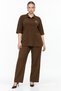 Women's Daily Shirt with Pockets and Collar Pants Set, Wrinkled Fabric