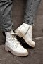 Genuine Leather Cream Women's Sports Boots 146Sza436