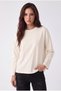 Women's Cream Sand T-Shirt Wide Sleeve Crew Neck Long Sleeve T-Shirt - 2
