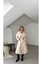 Belted Lined Trench Coat with Cape Cover - 7