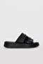Genuine Leather Black Women's Wedge Heel Slippers 621Za1554 - 2