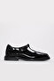 Genuine Leather Black Patent Leather Women's Casual Shoes 246Za40202