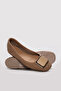 Genuine Leather Tan Women's Ballerina Shoes 210Za0002 - 3