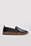 Genuine Leather Black Women's Ballerina Shoes 240Za2111-1