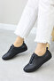 Genuine Leather Black Women's Casual Shoes 164Za5028