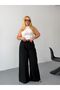 Women's Ultra Comfortable Wide Leg Denim Trousers with Elastic Waist - 7