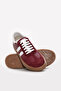 Genuine Leather Burgundy White Women's Casual Shoes 934Za128 - 3