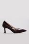 Genuine Leather Claret Red Women's Thin Heel Shoes 215Za3202