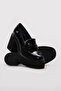 Genuine Leather Black Patent Leather Women's Thick Heeled Shoes 281Za2405 - 3