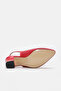 Genuine Leather Red Women's Thick Heeled Shoes 064ZA360 - 6