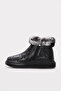 Genuine Leather Furry Black Women's Sports Boots 733KZA0023 - 3