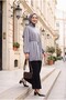 Half-High Collar Sweatshirt with Elasticated Skirt and Lace-Up Waist - Light Gray - 3