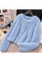 Women's Heart Buttoned Soft Look Knitwear Plush Basic Cardigan - 2