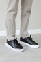 Genuine Leather Black White Men's Casual Shoes 401Ma777