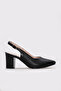 Genuine Leather Black Women's Thick Heeled Shoes 064ZA360 - 2