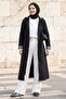 Stripe Pattern Trench Coat - Black - 2