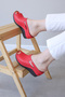 Genuine Leather Red Women's Wedge Heel Slippers 972ZA1001 - 2