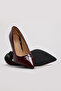 Genuine Leather Burgundy Patent Leather Burgundy Crocodile Women's Thin Heel Shoes 210Za1708 - 3