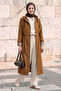 Lined Stripe Pattern Trench Coat - Tan - 3