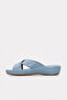 Genuine Leather Denim Blue Women's Flat Slippers 864ZAR03 - 3