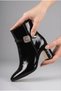 Women's Square Stone Shiny Ankle-Length Stylish Heeled Boots - 4