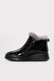 Genuine Leather and Fur Black Crocodile Patent Leather Women's Classic Boots 411Kza995 - 2