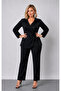 Women's Plus Size Double Breasted Lapel One Direction Sequin Detailed Long Sleeve Evening Dress Suit 24717 - 5