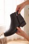 Leno Black Double Zipper Low Heeled Women's Winter Boots - 2