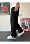 Black Jacquard Pattern Baggy Trousers - 4