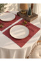 2-Piece Pink Pocketed Linen Ruffle Detailed American Tablecloth/Placemat - 4