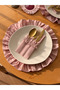 2Li Rosy Linen Fabric 3-Compartment Spoon Holder with Ruffle Detail / Fork-Spoon-Knife - 2