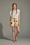 Combed Cotton Shorts Set Ruffle Sleeves Floral Printed Ecru Top Daisy Patterned Yellow Shorts