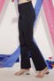 Women's Navy Blue High Waist Spanish Leg Trousers - 3
