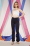 Women's Navy Blue High Waist Spanish Leg Trousers