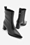 Women's Pointed Toe Thick Heeled Boots Sofen Black