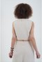 Beige Linen Vest - Mixed Design - 5