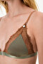 Khaki Micro Lace Triangle Bra - 4