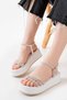 Zri̇n861-1100 Premium White Daily Wedge Women's Sandals - 2