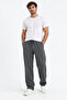 Men's Loose Fit 2-Strap Straight-Leg Smoked Sweatpants with Pockets, Elastic Waist and Laces - 4