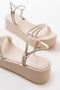 Zri̇n861-1100 Premium Beige Daily Wedge Women's Sandals - 6