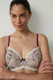 Beige Curvy Broderie Underwire Gathered Unpadded Bra