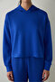 Cobalt Blue Silky Feel Hooded Slogan Printed Sweatshirt - 3