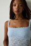 Light Blue Square Neckline Removable Underwire Covered Bodysuit - 5