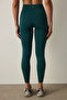 Dark Green Mid Support Pocket High Waist Leggings - 3