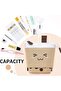 Cute Pop-Up Standing Pencil Case,Retractable Canvas Stationery Storage Box and Cosmetic Bag,Brown - 3