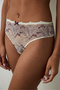 Beige Floral Patterned Lace Low Waist Hipster Panties